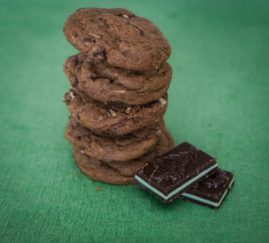 stack of andes cookies.