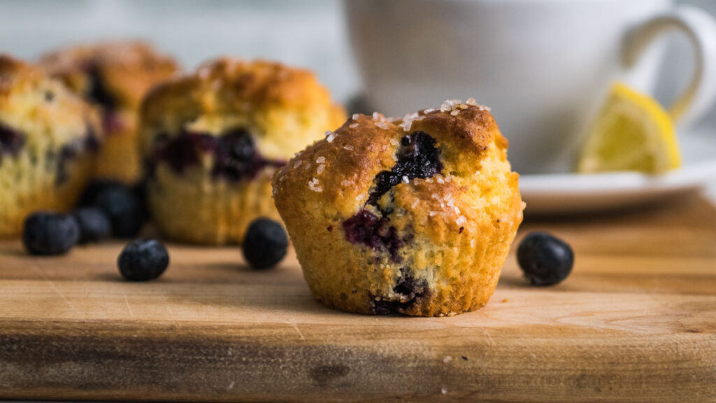 Air Fryer Blueberry Muffins. Photo credit: Upstate Ramblings.