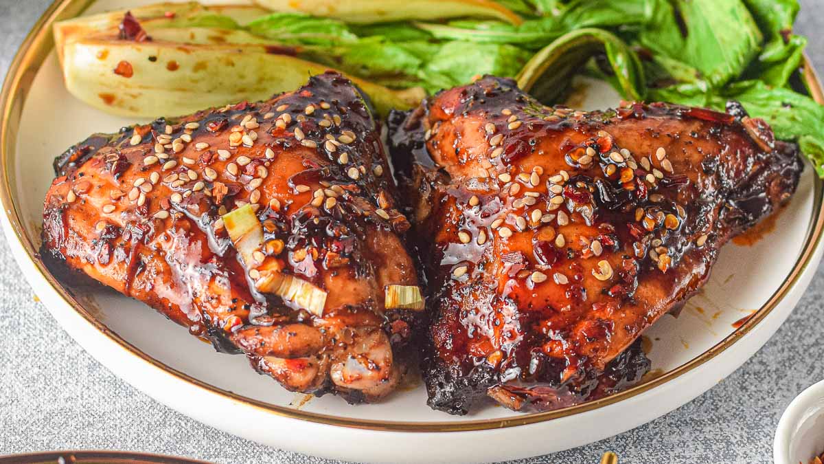 Air Fryer Glazed Chicken Thighs. Photo credit: Upstate Ramblings.
